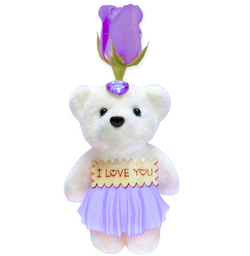 Rose Soap with Teddy (Purple)