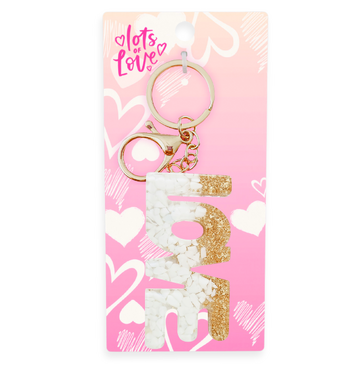 Love Glitz Resin Keyring (Gold / White)