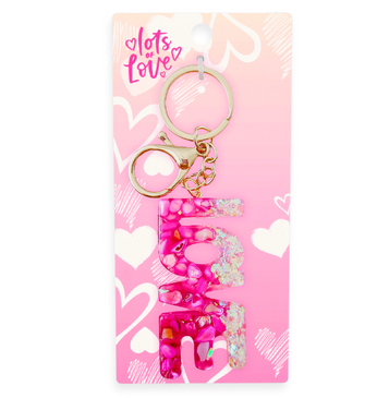 Love Glitz Resin Keyring (White / Pink)