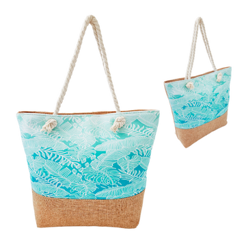 Aqua Palm Beach Bag