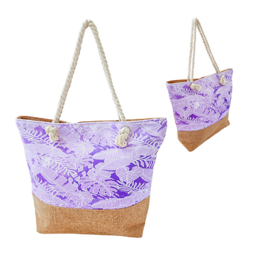 Purple Palm Beach Bag