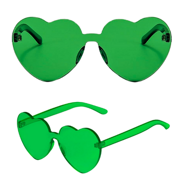 Heart Novelty Glasses (Green)