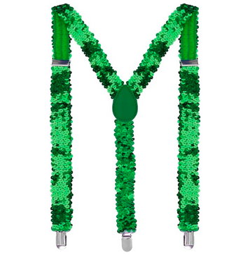 Green Sequin Suspenders