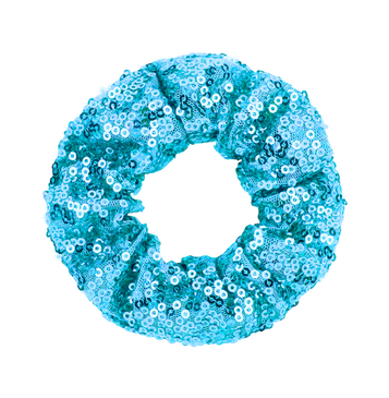 Aqua Sequin Scrunchie